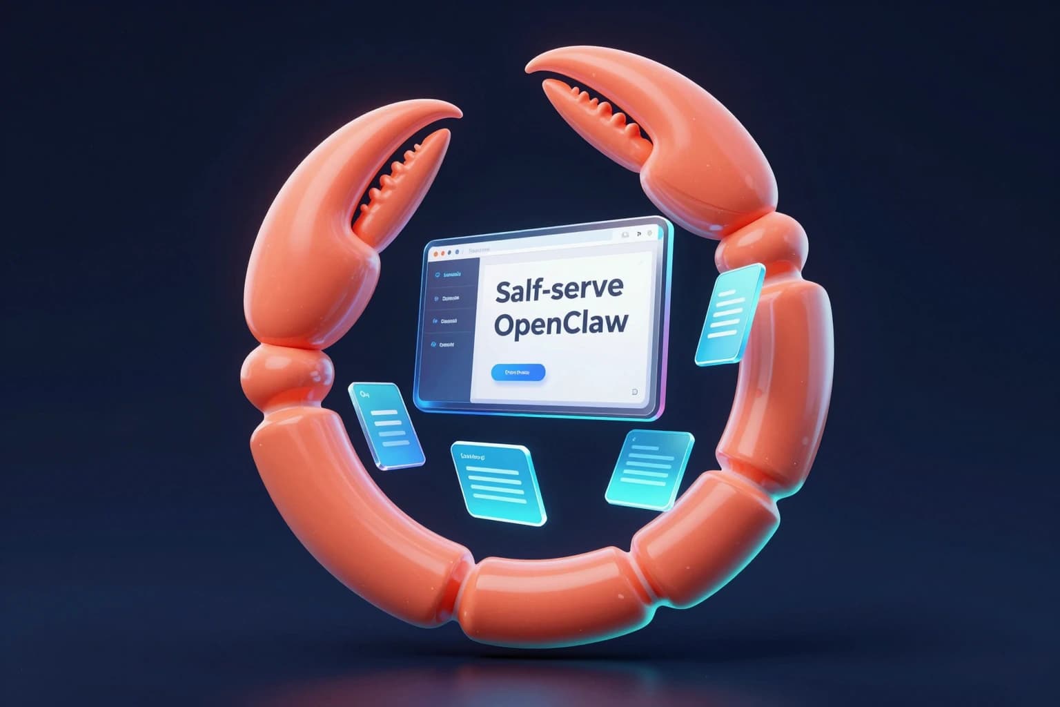 A dark self-serve deployment workspace with glowing channel nodes